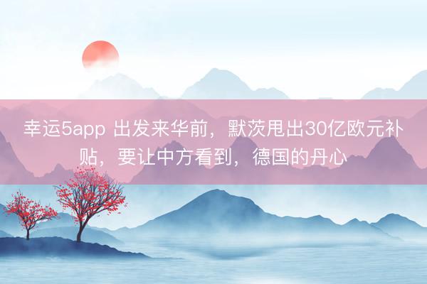 幸运5app 出发来华前，默茨甩出30亿欧元补贴，要让中方看到，德国的丹心