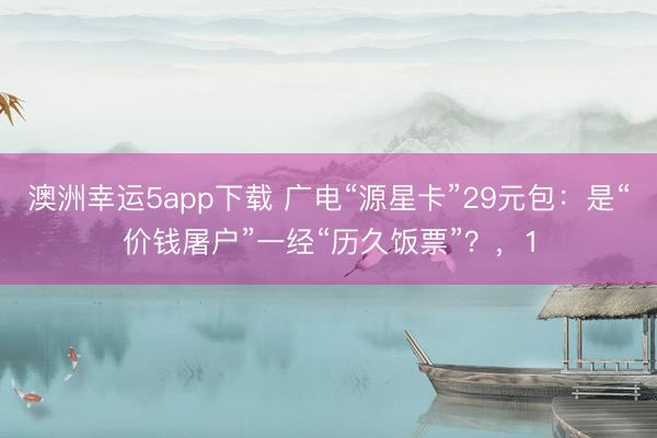 澳洲幸运5app下载 广电“源星卡”29元包:是“价钱屠户”一经“历久饭票”?,1