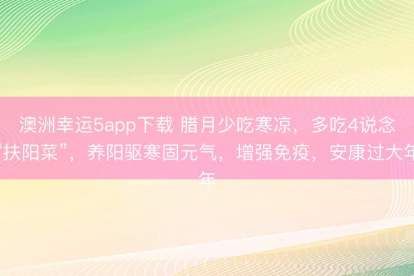 澳洲幸运5app下载 腊月少吃寒凉,多吃4说念“扶阳菜”,养阳驱寒固元气,增强免疫,安康过大年