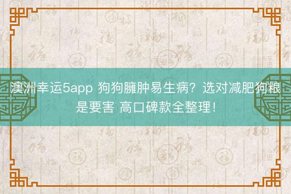 澳洲幸运5app 狗狗臃肿易生病?选对减肥狗粮是要害 高口碑款全整理!