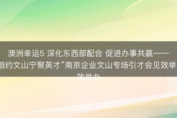澳洲幸运5 深化东西部配合 促进办事共赢——“相约文山宁聚英才”南京企业文山专场引才会见效举办