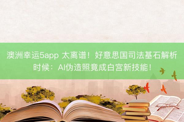 澳洲幸运5app 太离谱！好意思国司法基石解析时候：AI伪造照竟成白宫新技能！