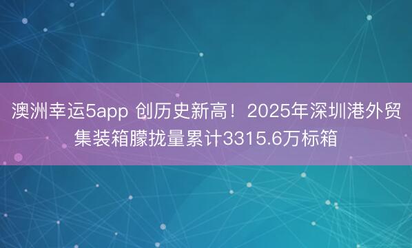 澳洲幸运5app 创历史新高！2025年深圳港外贸集装箱朦拢量累计3315.6万标箱