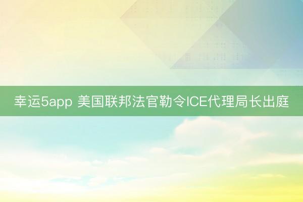 幸运5app 美国联邦法官勒令ICE代理局长出庭