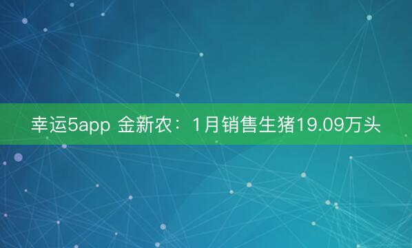 幸运5app 金新农：1月销售生猪19.09万头
