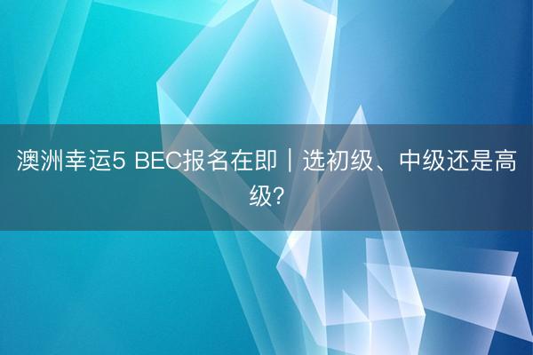 澳洲幸运5 BEC报名在即｜选初级、中级还是高级？
