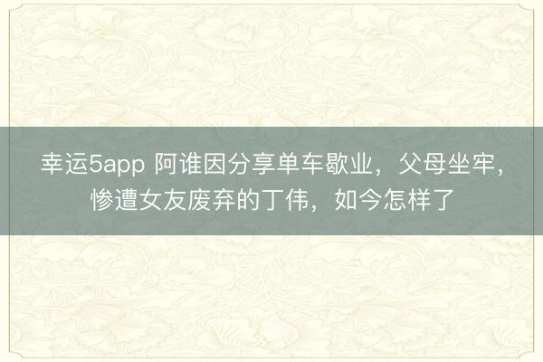 幸运5app 阿谁因分享单车歇业,父母坐牢,惨遭女友废弃的丁伟,如今怎样了