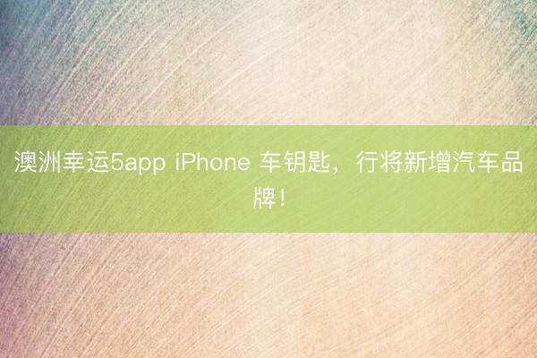 澳洲幸运5app iPhone 车钥匙,行将新增汽车品牌!