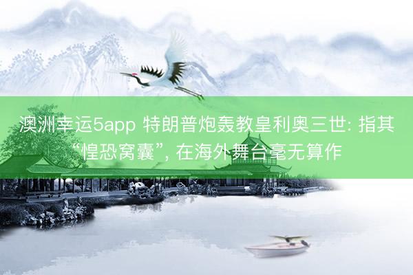 澳洲幸运5app 特朗普炮轰教皇利奥三世: 指其“惶恐窝囊”, 在海外舞台毫无算作