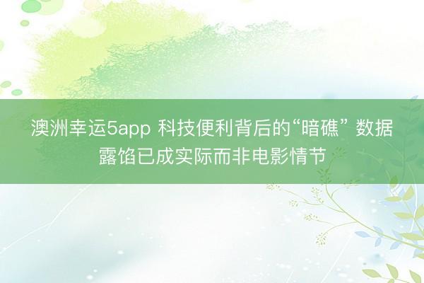 澳洲幸运5app 科技便利背后的“暗礁” 数据露馅已成实际而非电影情节