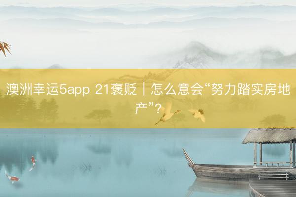 澳洲幸运5app 21褒贬｜怎么意会“努力踏实房地产”？